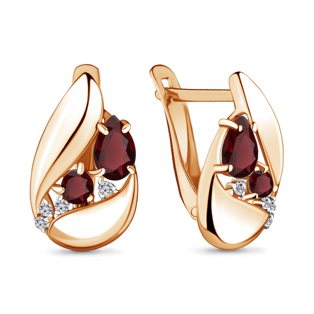 

Серьги из серебра с гранатом Aquamarine 4729003А_925_з, 4729003А_925_з
