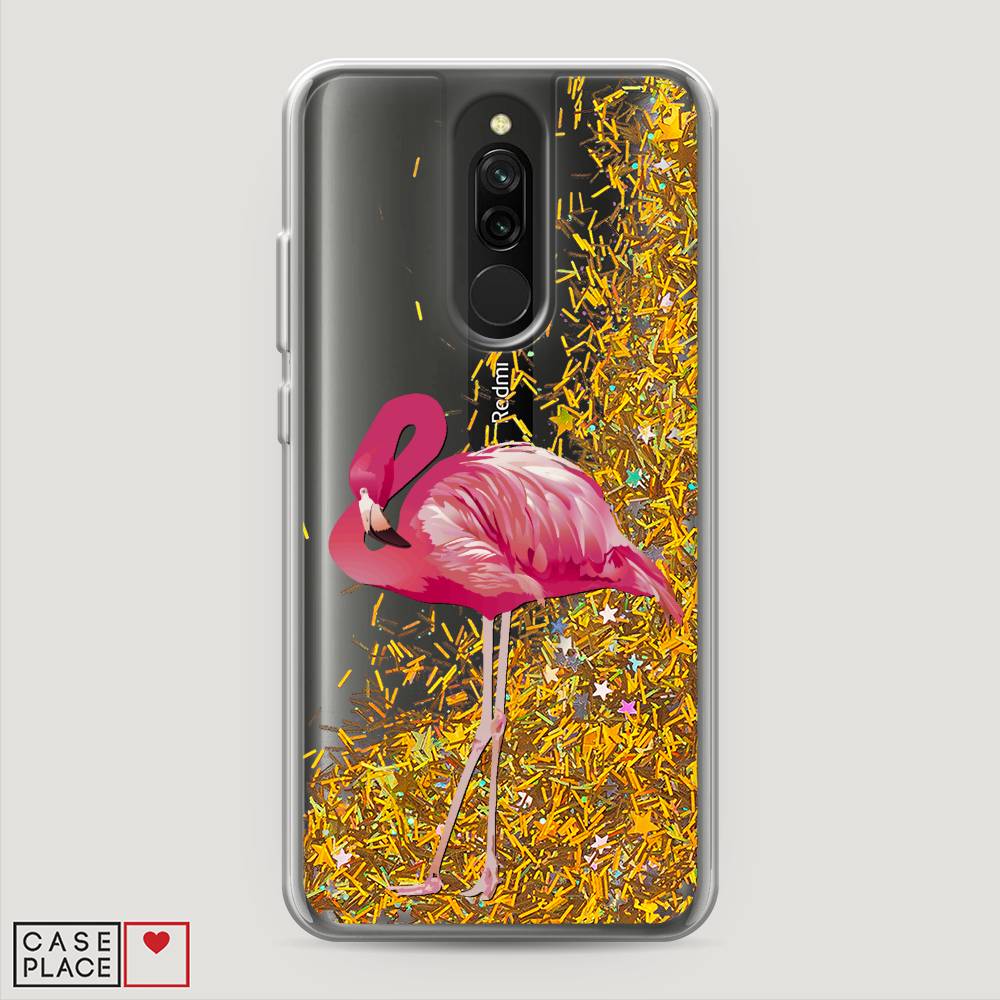 

Жидкий чехол с блестками "Застенчивый фламинго" на Xiaomi Redmi 8, 37190-1