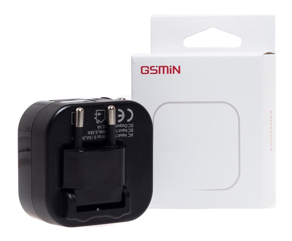 

Переходник для розетки GSMIN с 2 USB портами + АЗУ Travel Adapter HHT666 (Черный)