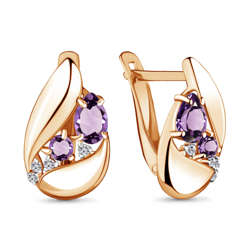 

Серьги из серебра с аметистом Aquamarine 4729004А_925_з, 4729004А_925_з
