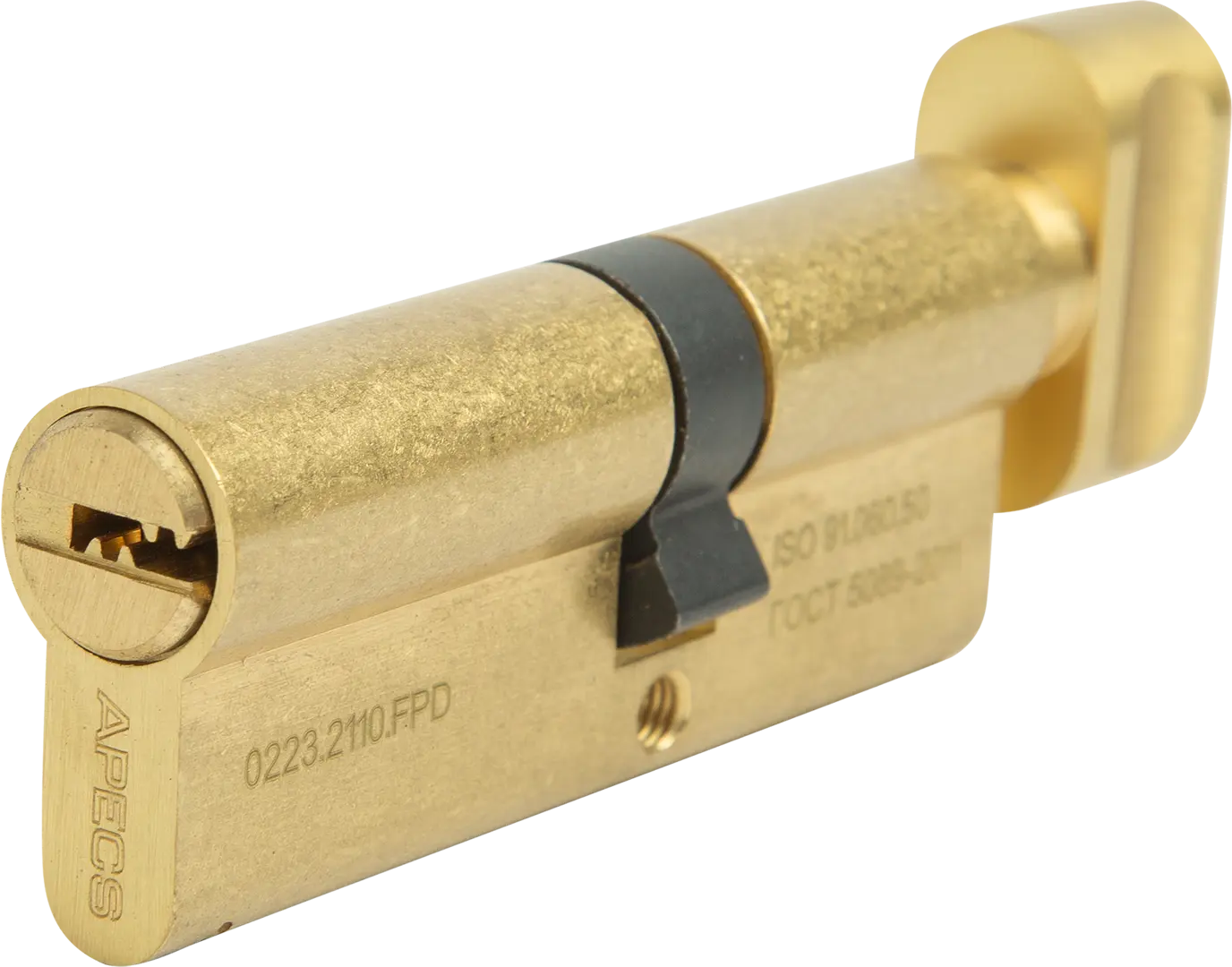 Цилиндр Apecs Pro, 45x35 мм, ключ/вертушка, цвет золото