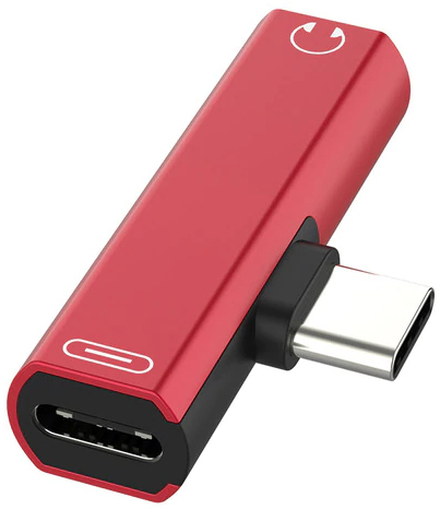 

Переходник GSMIN RT-33 Type-C - Mini Jack 3.5мм - Type-C (Красный)