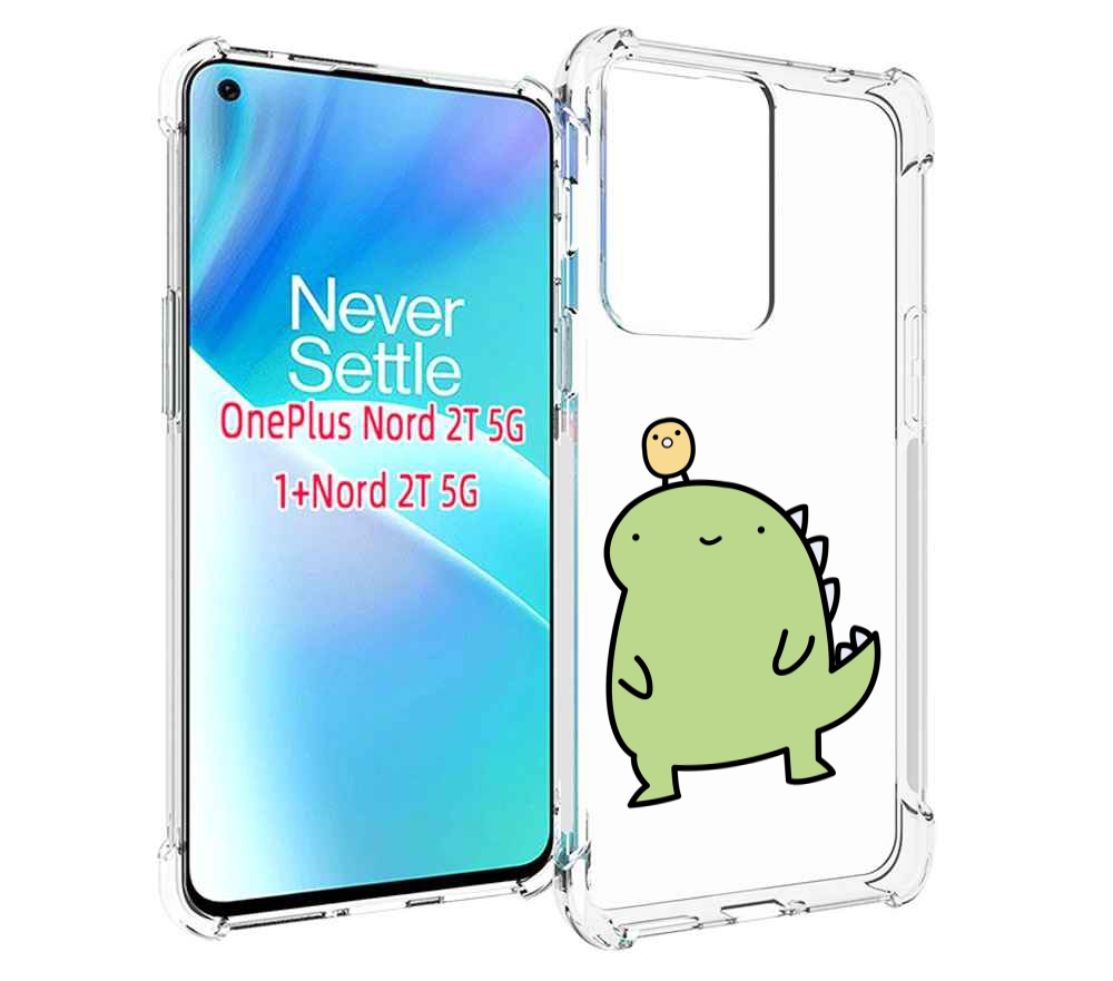 

Чехол MyPads зеленый-динозаврик детский для OnePlus Nord 2T, Прозрачный, Tocco