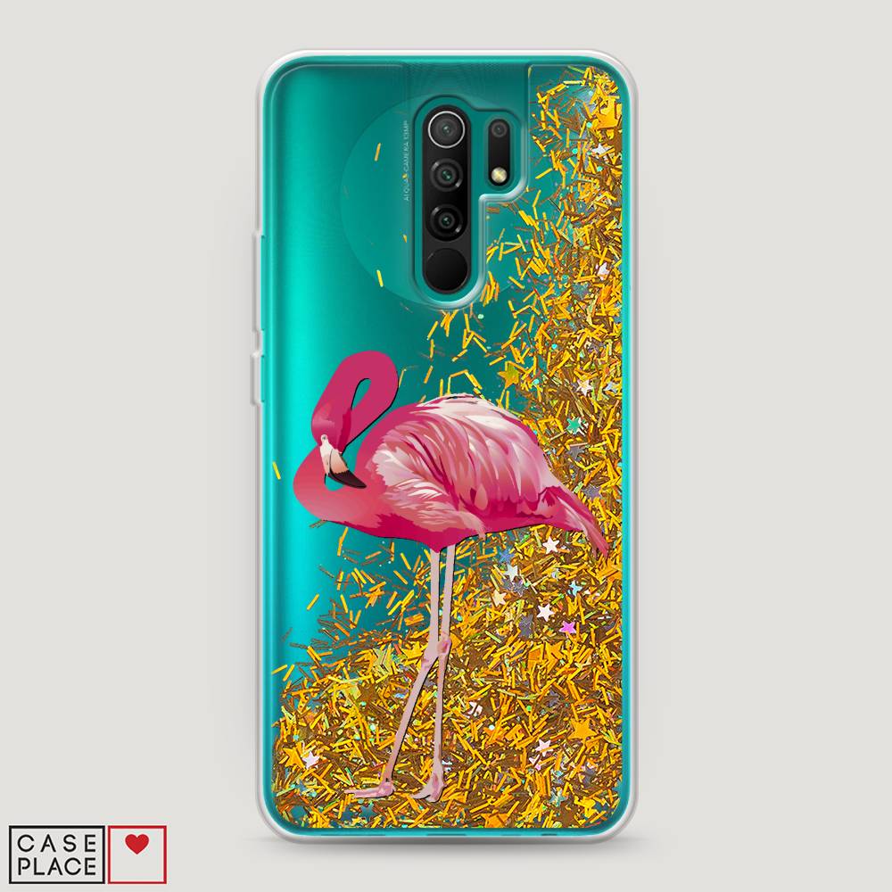 

Жидкий чехол с блестками "Застенчивый фламинго" на Xiaomi Redmi 9, 38390-1