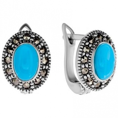 

Серьги из серебра с бирюзой Марказит HE327-8047, HE327-8047