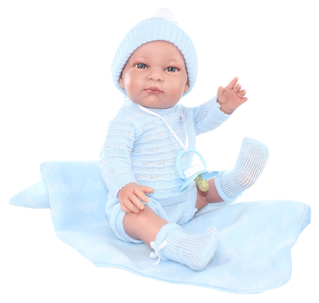 

Пупс Джон, в вязаной одежде, с одеялом