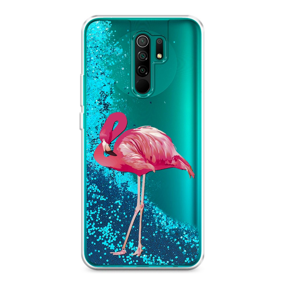 

Жидкий чехол с блестками "Застенчивый фламинго" на Xiaomi Redmi 9, 38393-1
