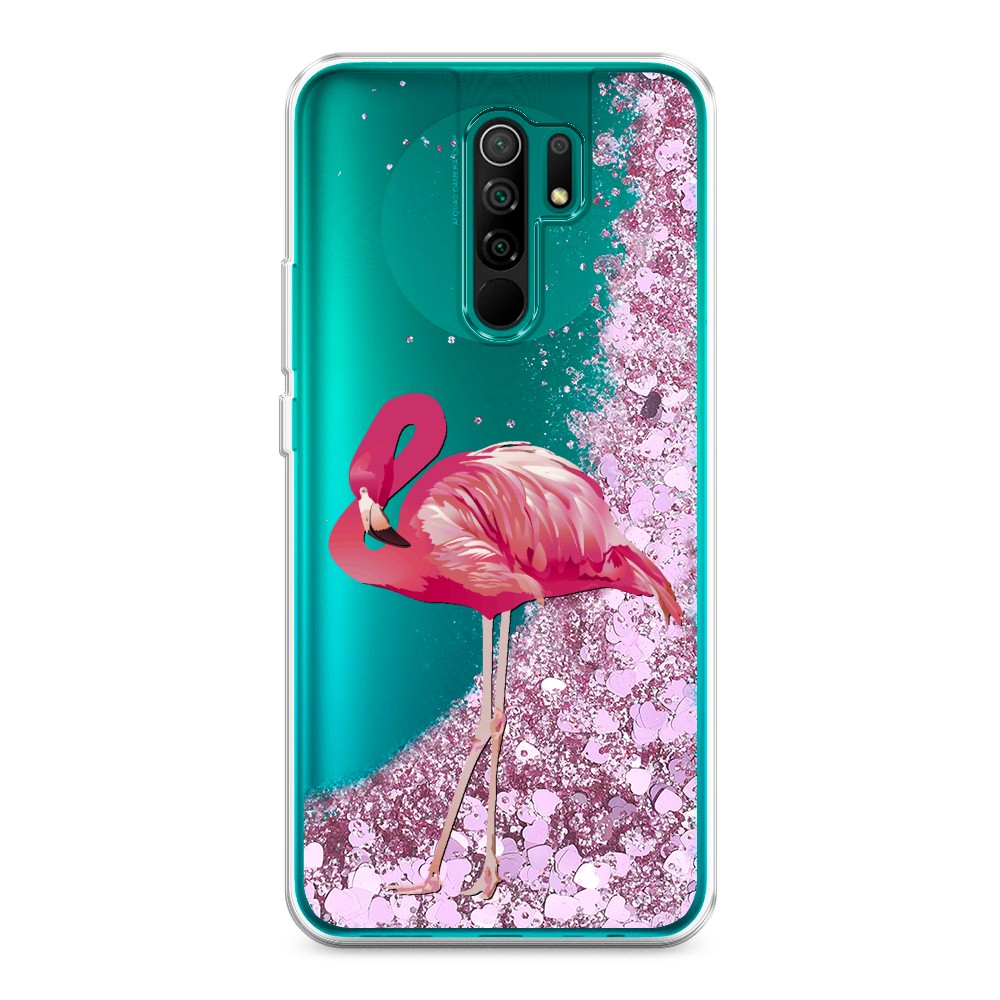 

Жидкий чехол с блестками "Застенчивый фламинго" на Xiaomi Redmi 9, 38394-1