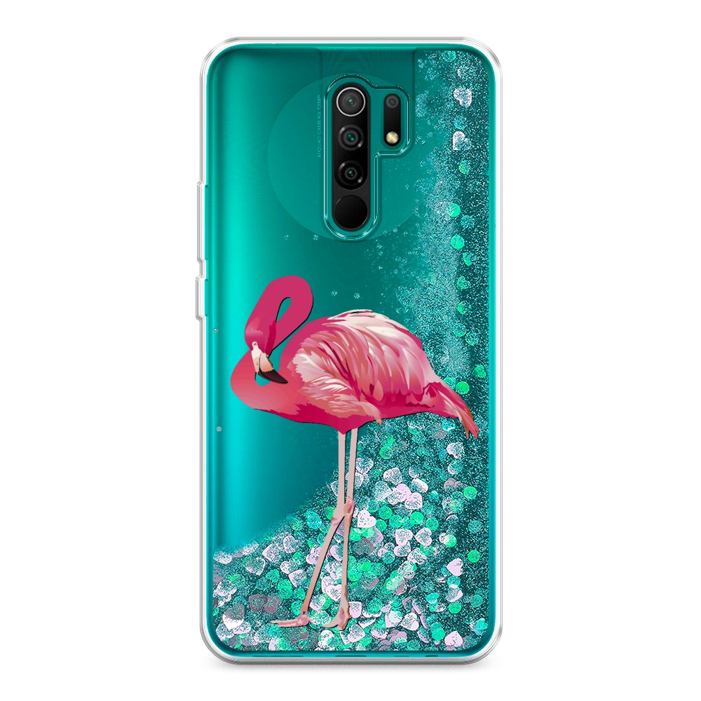 

Жидкий чехол с блестками "Застенчивый фламинго" на Xiaomi Redmi 9, 38395-1