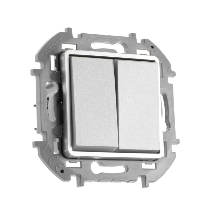 

Переключатель двухклавишный Legrand INSPIRIA, 10 AX, 250 В, Алюминий, Серый