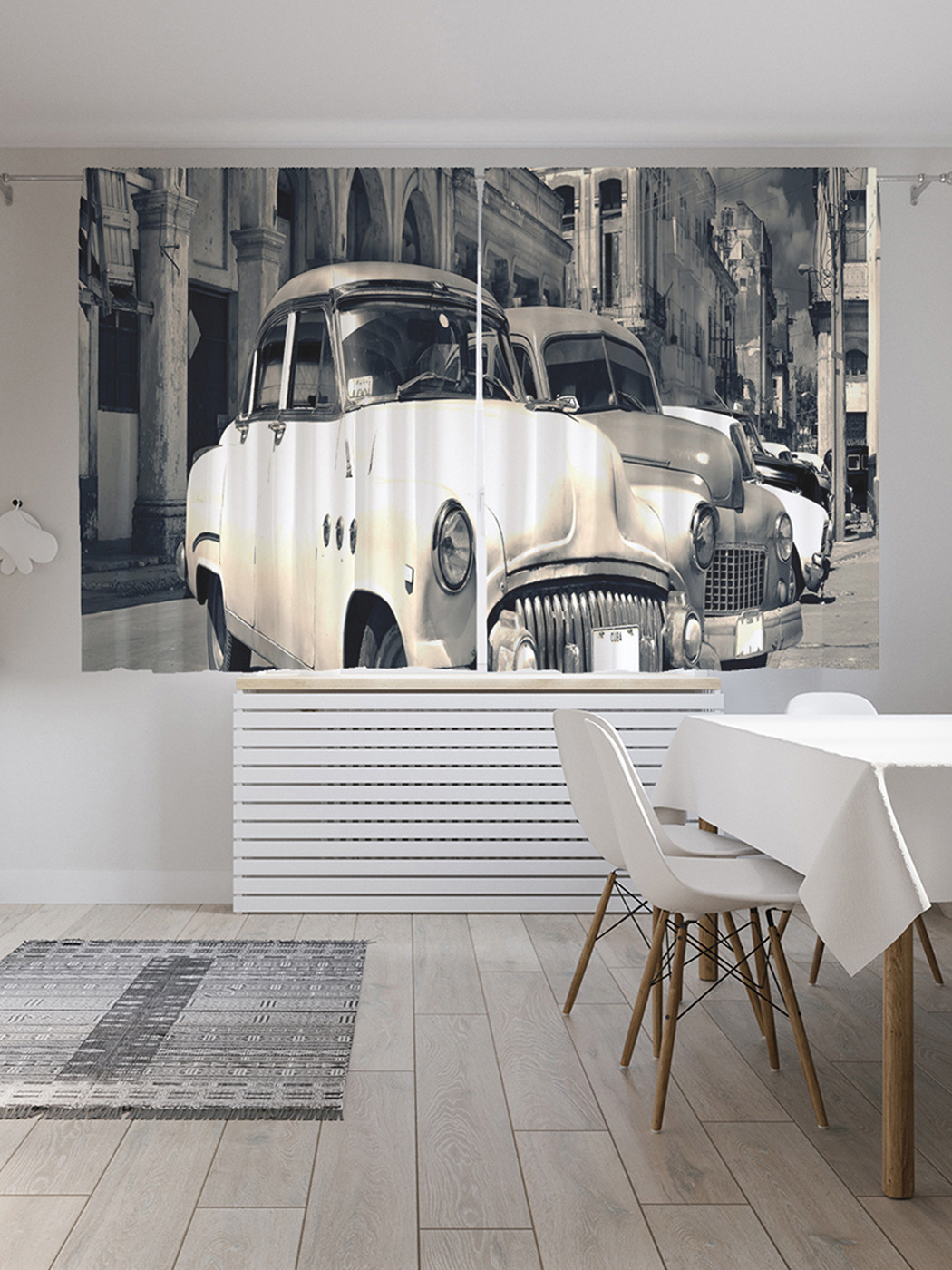 

Шторы с фотопечатью "Автопарк" из сатена, 290х180 см