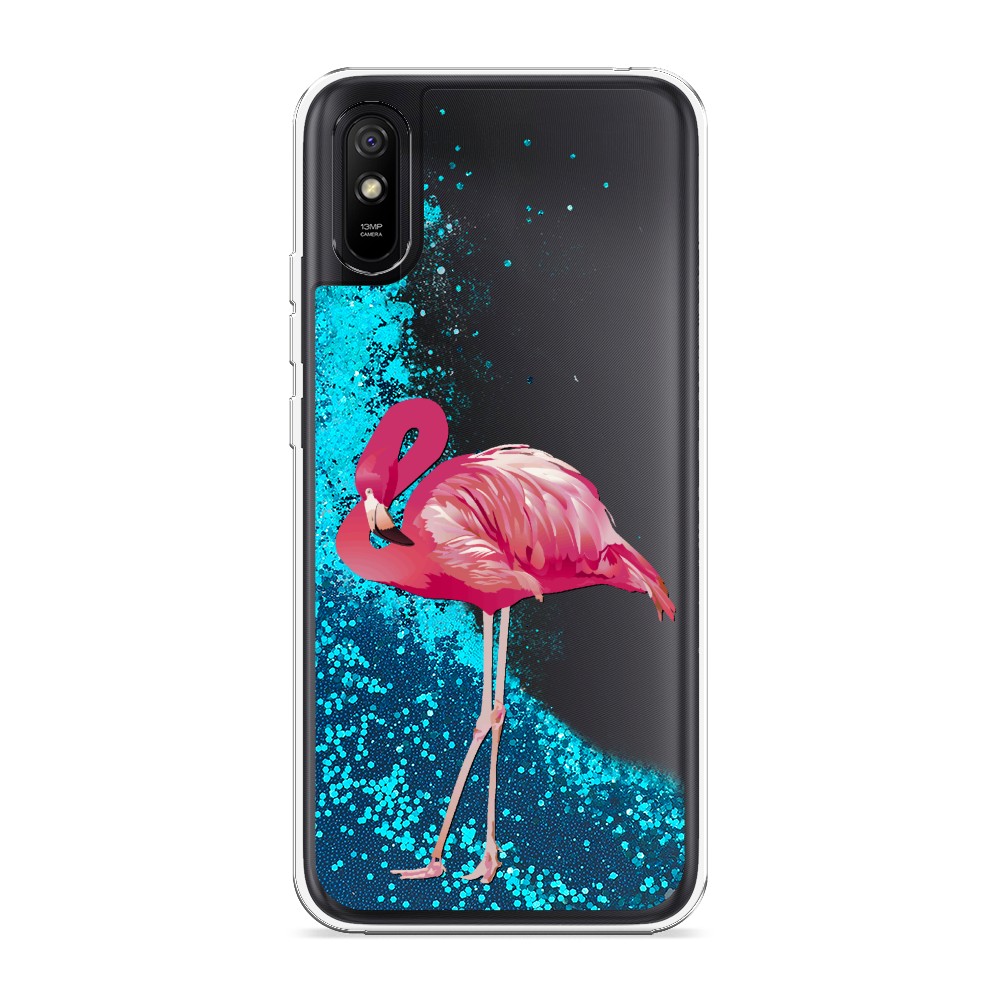 

Жидкий чехол с блестками "Застенчивый фламинго" на Xiaomi Redmi 9A, 38993-1