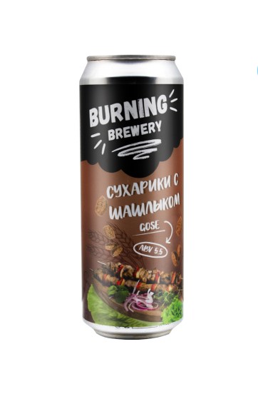 Пивной напиток Burning Сухарики С шашлыком ж/б 0,45л