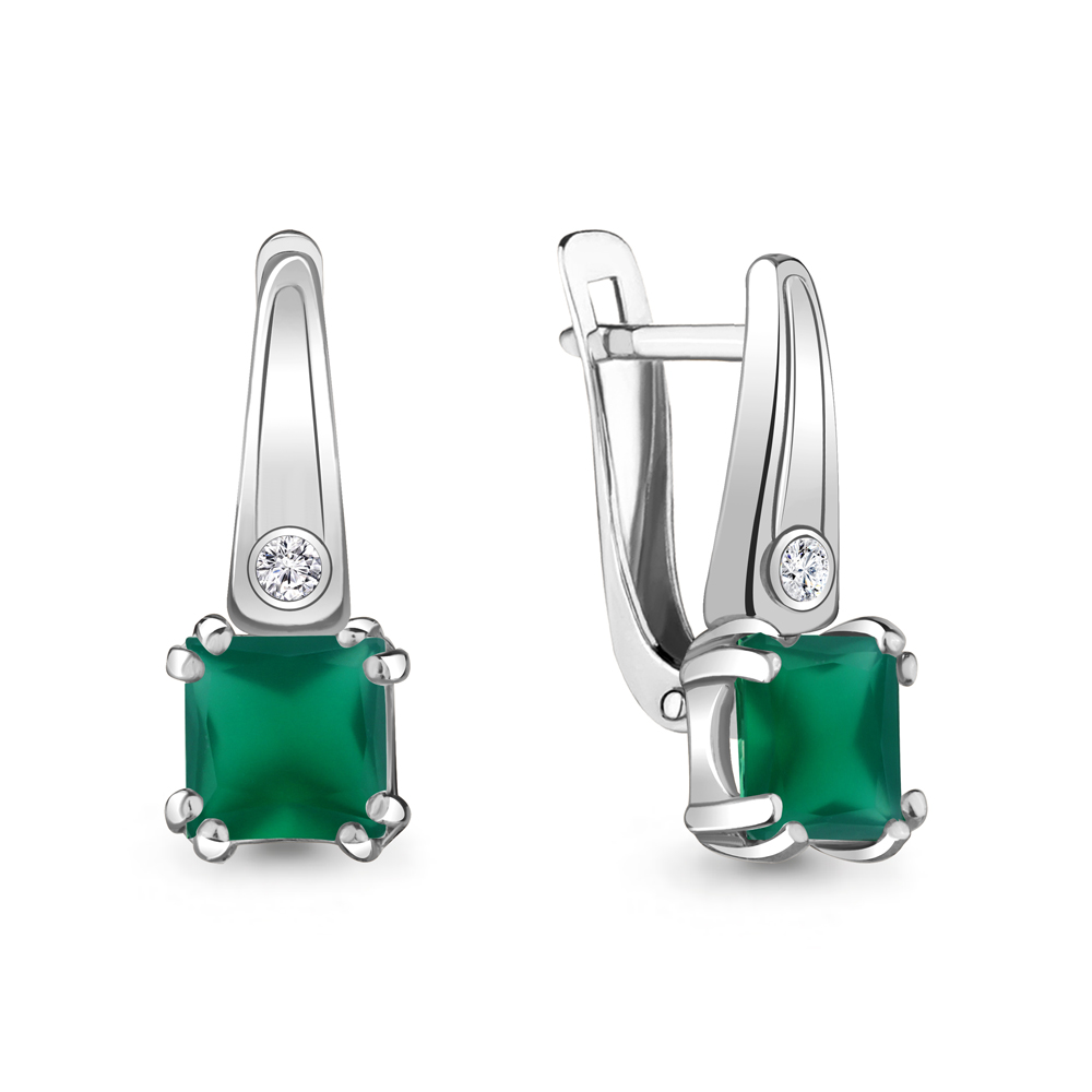 

Серьги из серебра с агатом/фианитом Aquamarine 4731709А_925_р, 4731709А_925_р