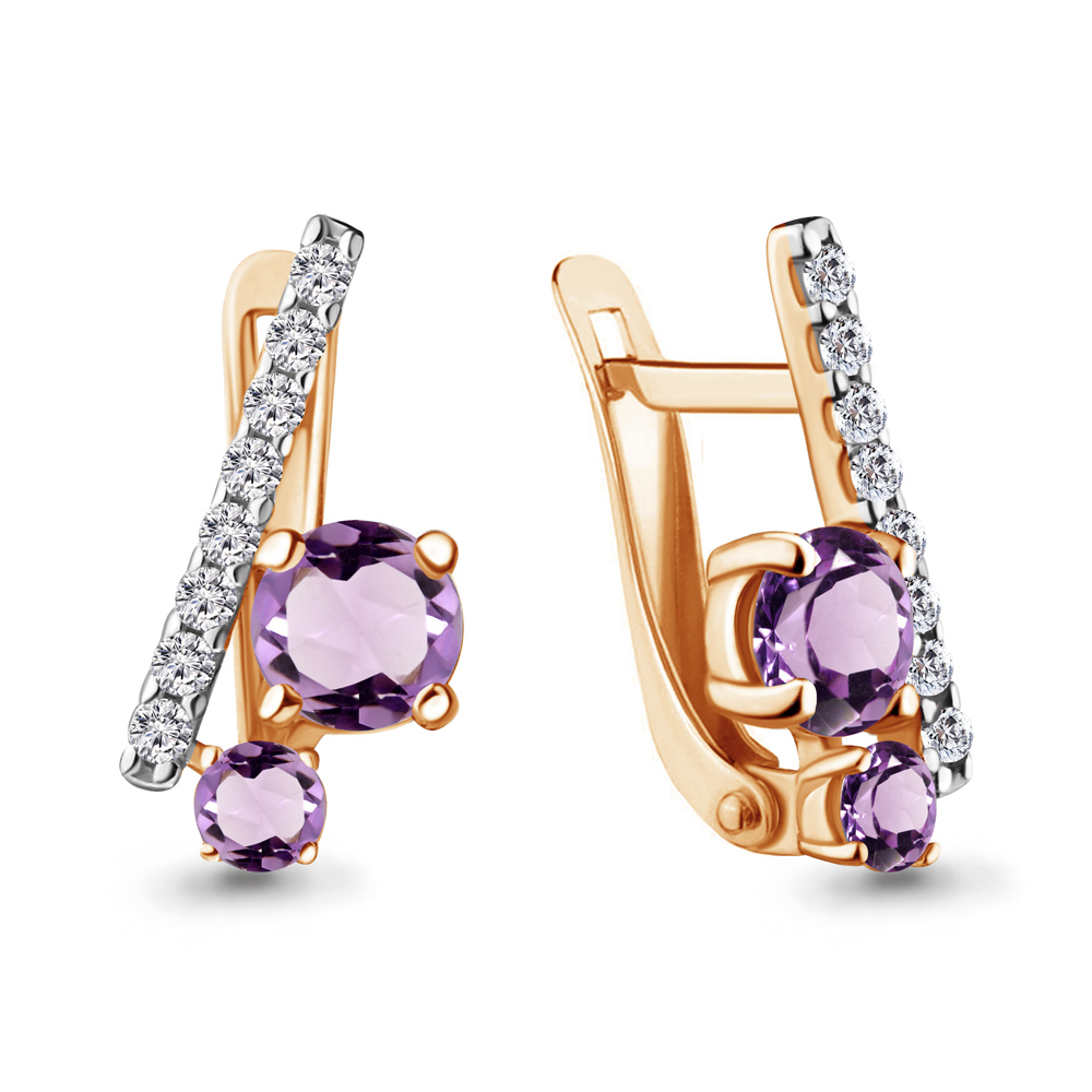 

Серьги из серебра с аметистом Aquamarine 4732304А_925_з, 4732304А_925_з