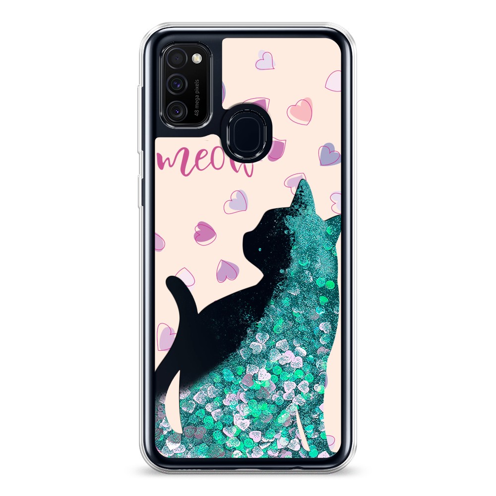 

Жидкий чехол с блестками "Прозрачный кот" на Samsung Galaxy M21, 29795-1