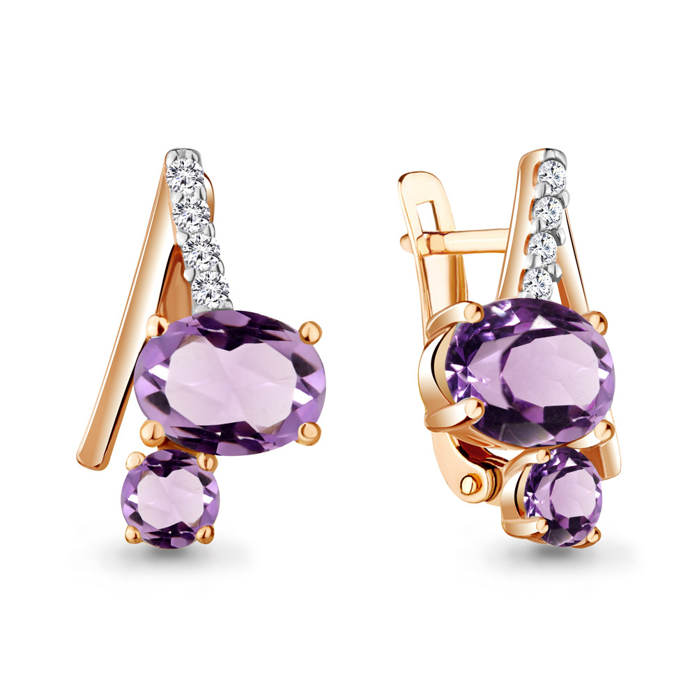 

Серьги из серебра с аметистом Aquamarine 4732504А_925_з, 4732504А_925_з