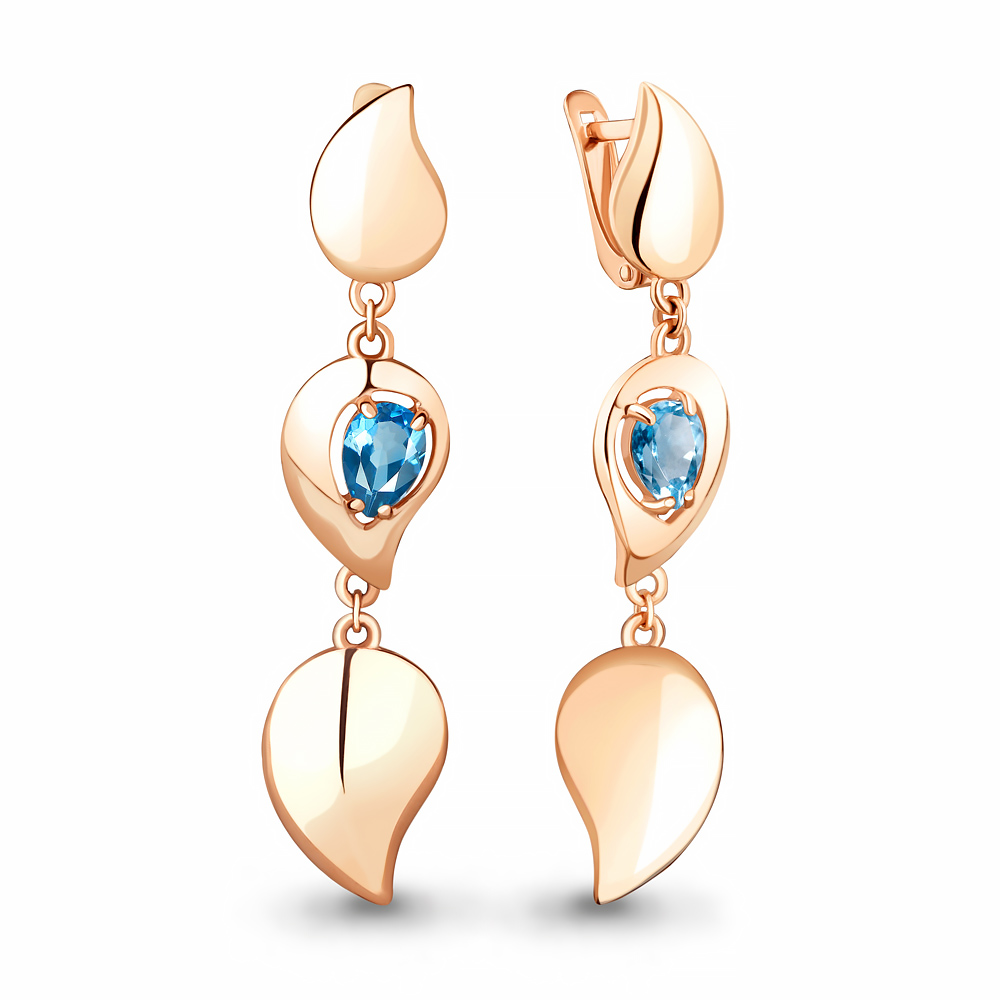 

Серьги подвески из серебра с топазом Aquamarine 4754405, 4754405_925_з