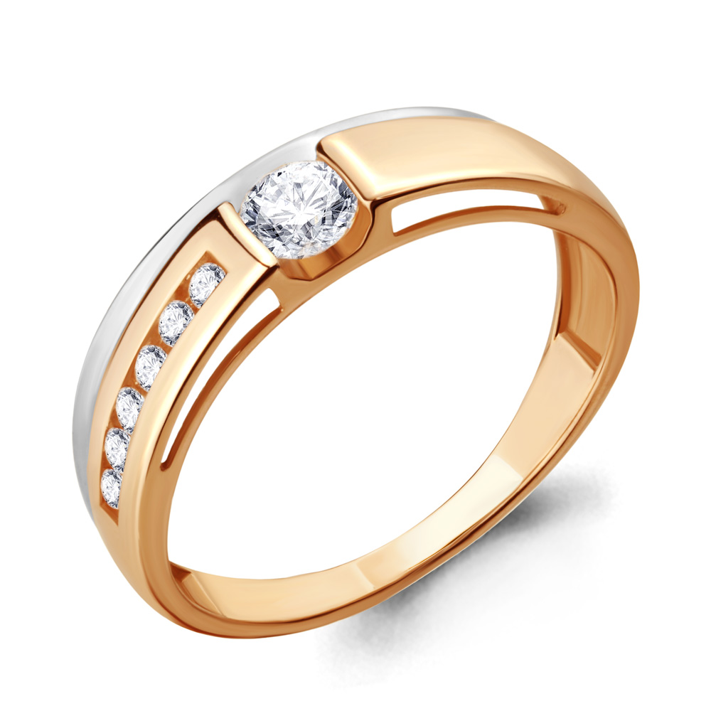 

Кольцо из красного золота с фианитом р., Aquamarine 68327А, 68327А_585_кз
