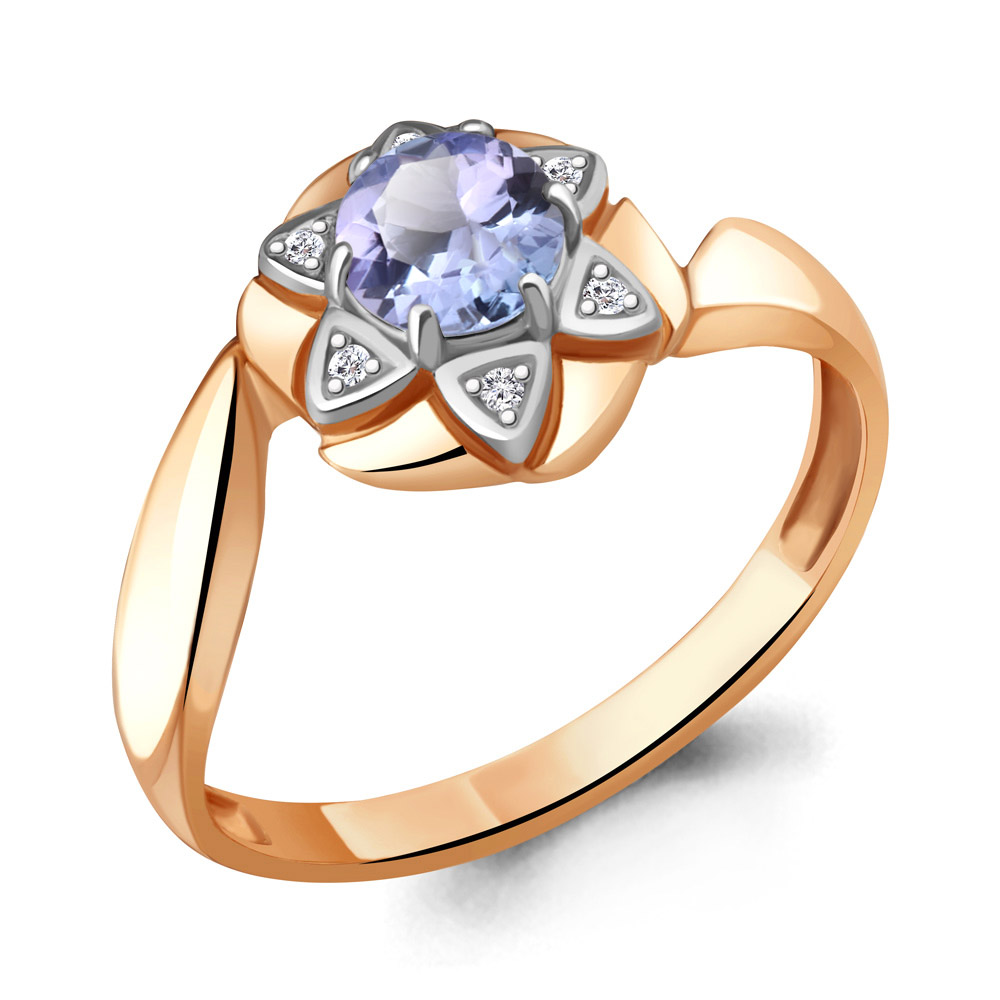 

Кольцо из красного золота с бриллиантом/танзанитом р. Aquamarine 964237к, 964237к_585_кз