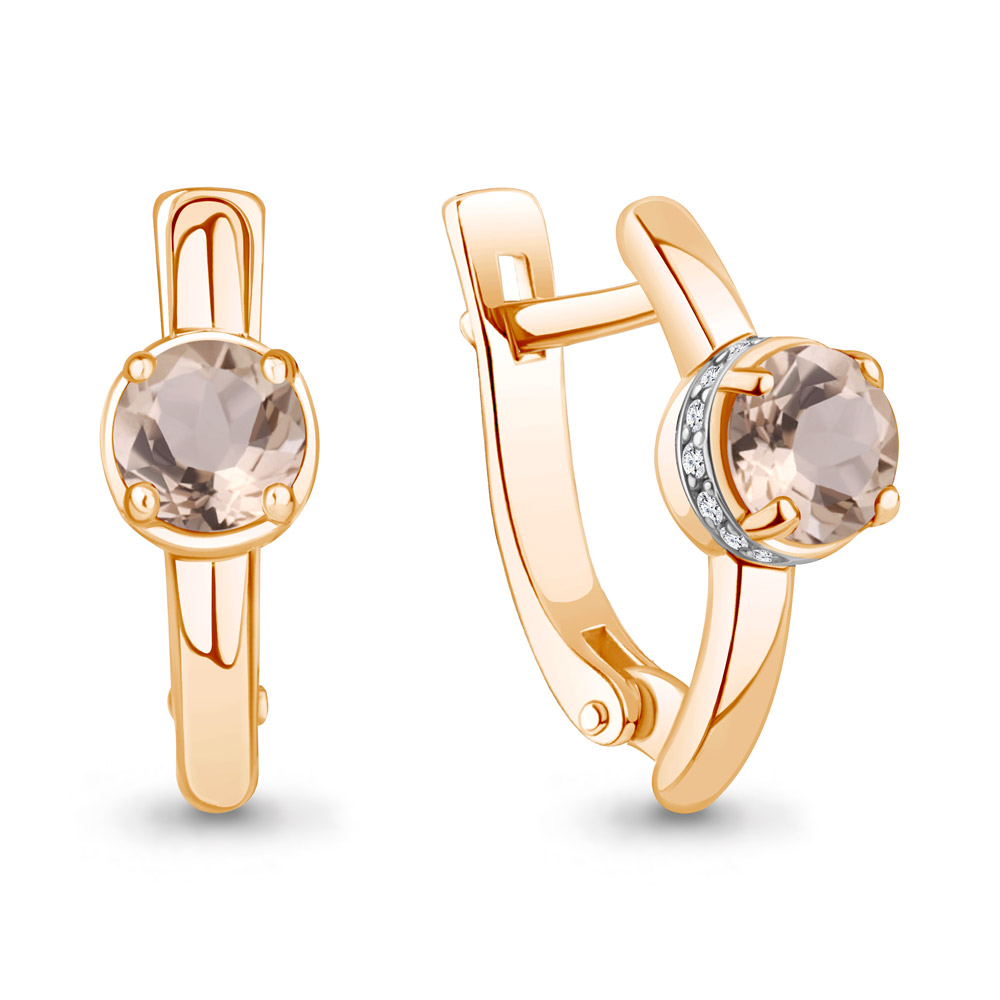 

Серьги из красного золота с бриллиантом/морганитом Aquamarine 943030к, 943030к_585_кз