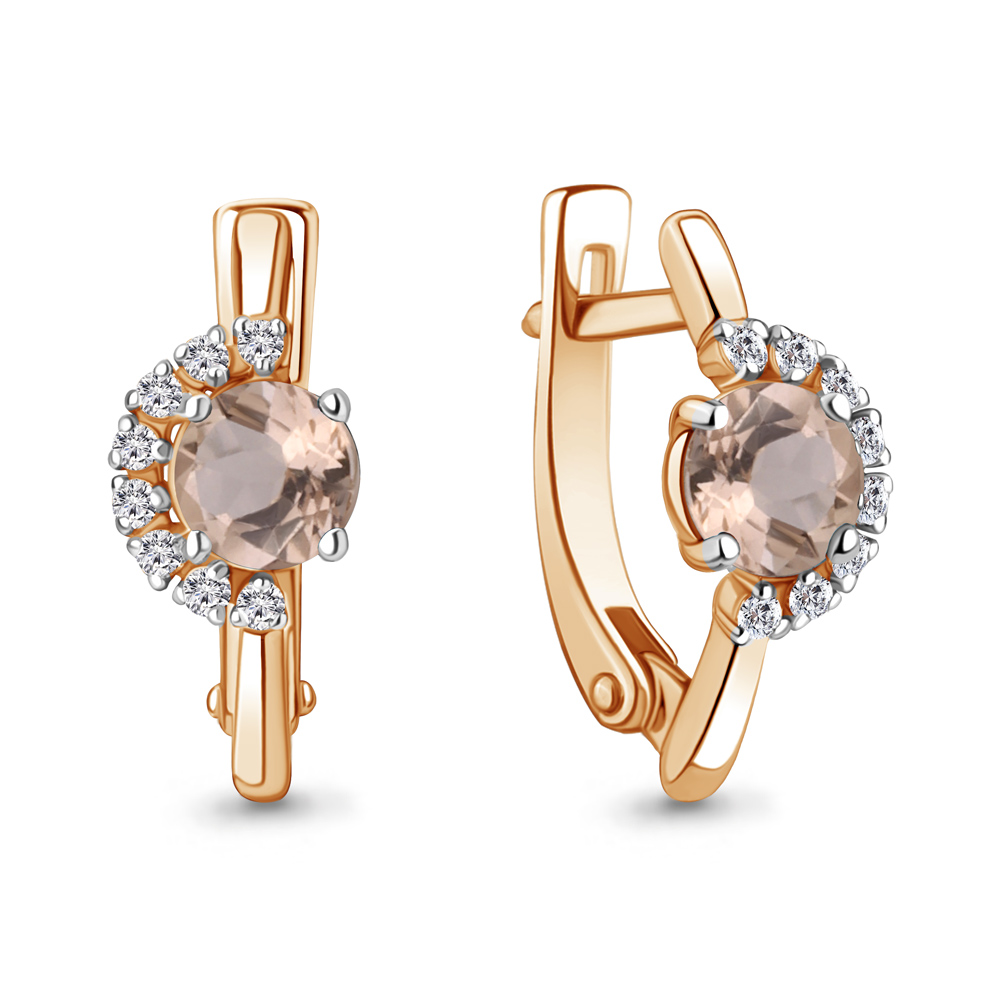 

Серьги из красного золота с бриллиантом/морганитом Aquamarine 943034к, 943034к_585_кз