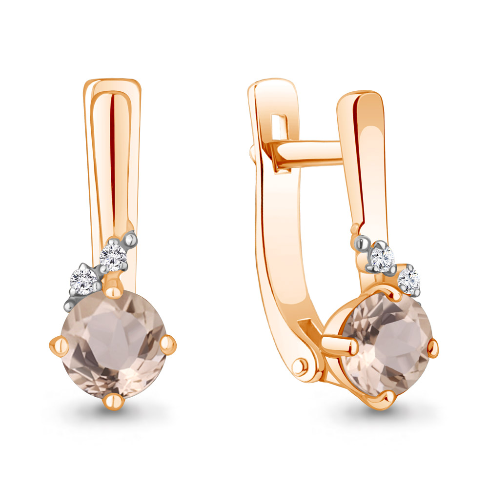 

Серьги из красного золота с бриллиантом/морганитом Aquamarine 943036к, 943036к_585_кз