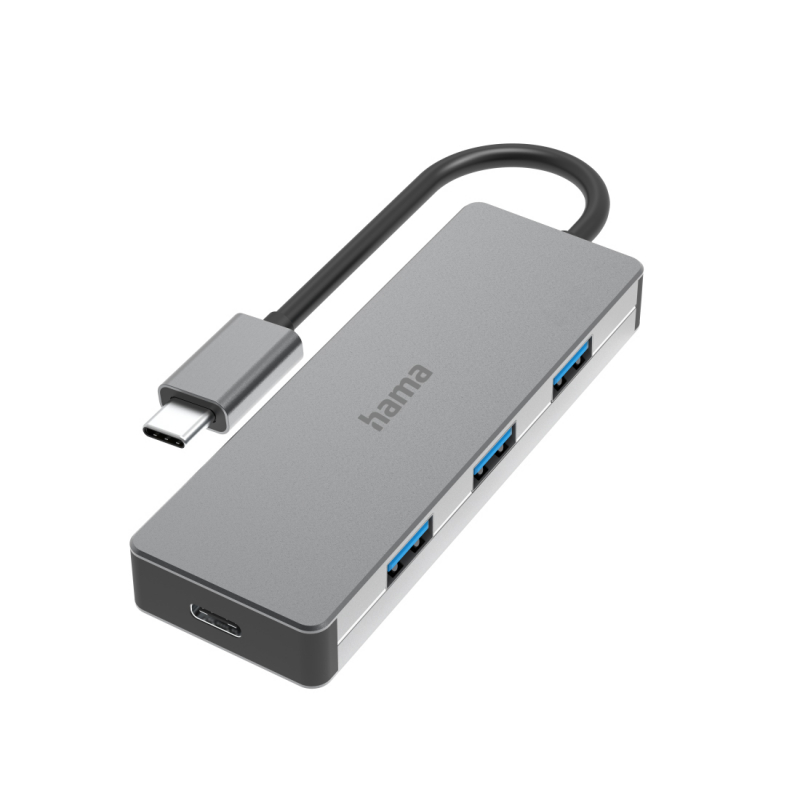 

Разветвитель USB-C Hama H-200105 4порт. серый (00200105), 00200105