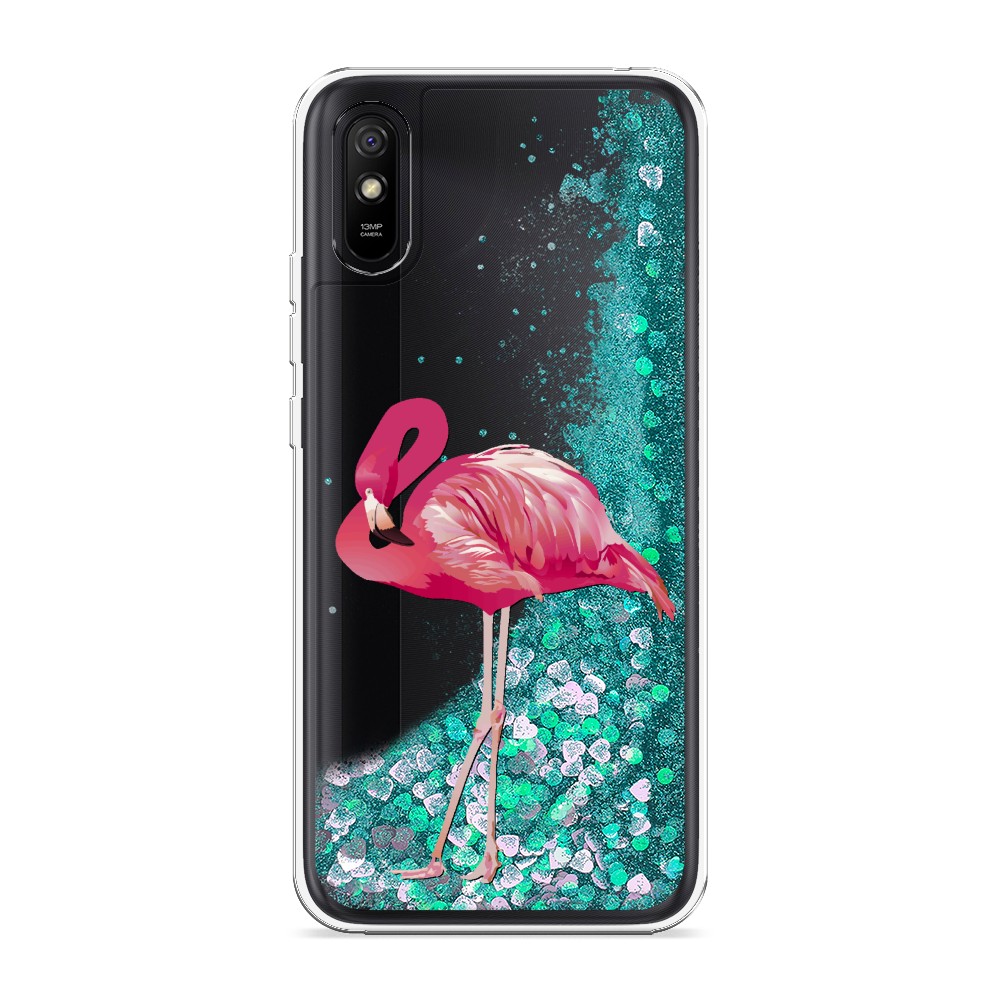 

Жидкий чехол с блестками "Застенчивый фламинго" на Xiaomi Redmi 9A