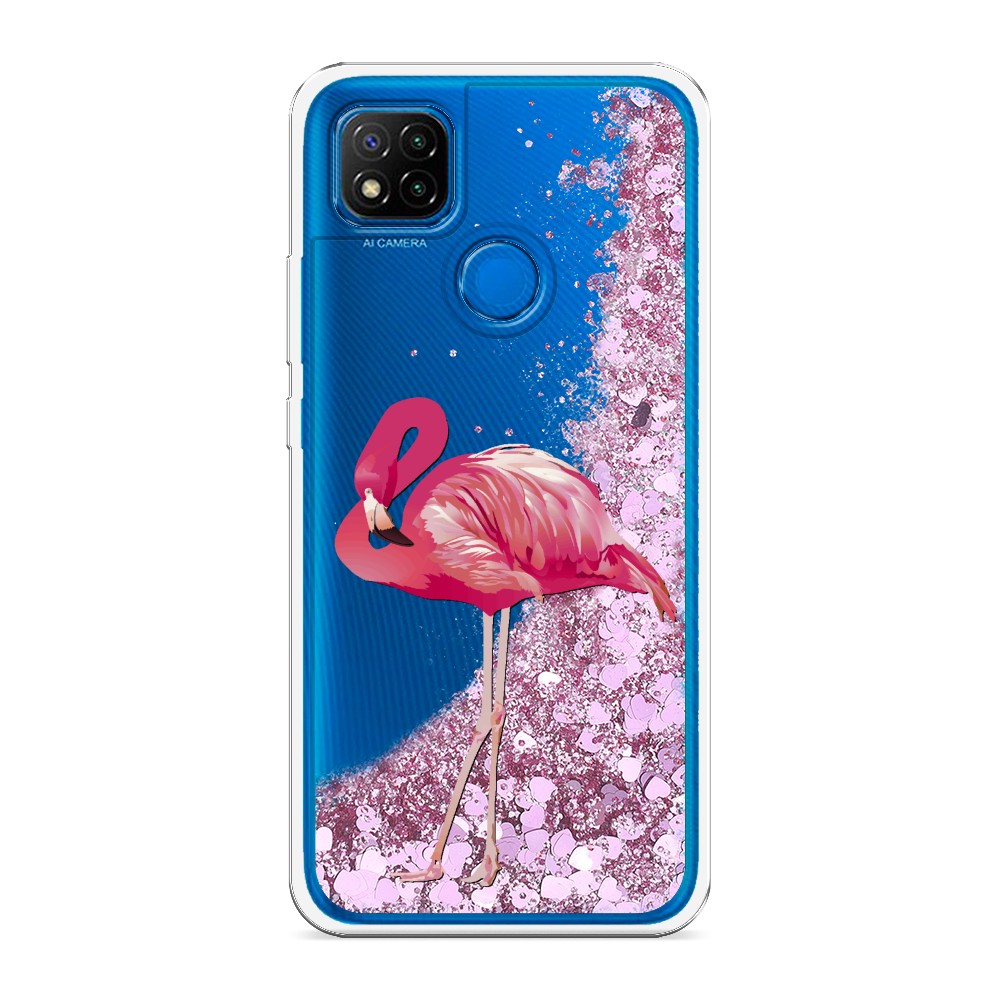 

Жидкий чехол с блестками "Застенчивый фламинго" на Xiaomi Redmi 9C