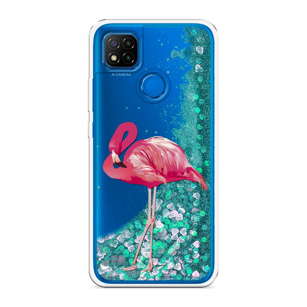 

Жидкий чехол с блестками "Застенчивый фламинго" на Xiaomi Redmi 9C