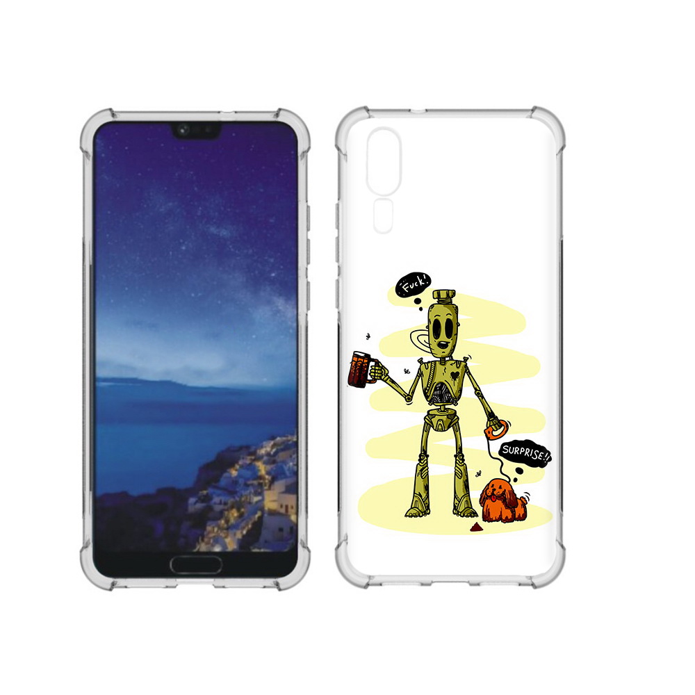

Чехол MyPads Tocco для Huawei P20 прикольный робот (PT108006.52.557), Прозрачный, Tocco