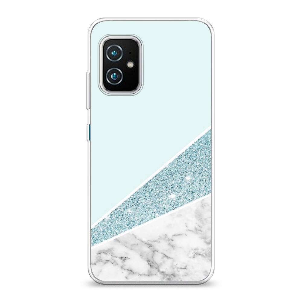 фото Чехол awog "мрамор с голубыми блестками" для asus zenfone 8