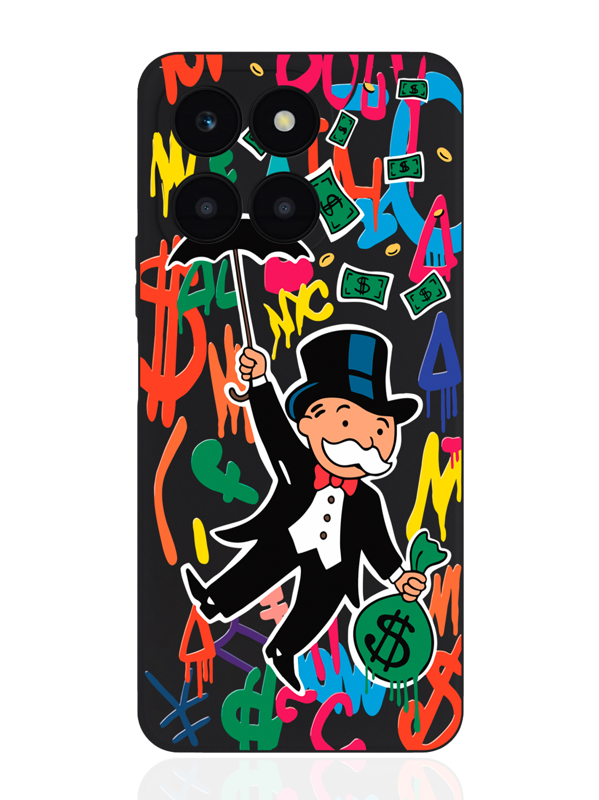 

Чехол для смартфона Honor X6A черный силиконовый Rich uncle PennyBags/ Богатенький дядюшк, Оранжевый;черный, Honor