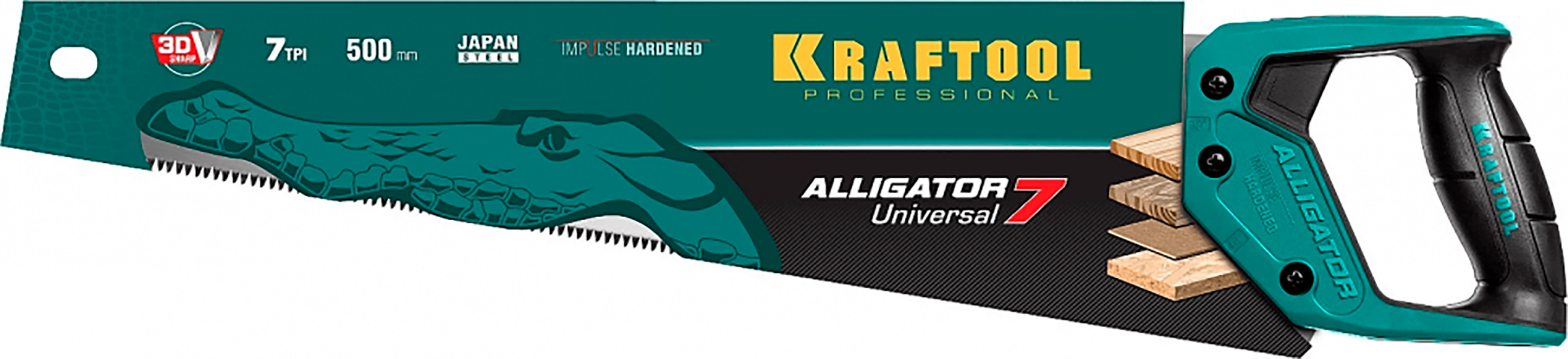 

Ножовка универсальная "Alligator Universal 7", 500 мм, 7 TPI 3D зуб, KRAFTOOL 15004-50_z01, 15004-50_z01