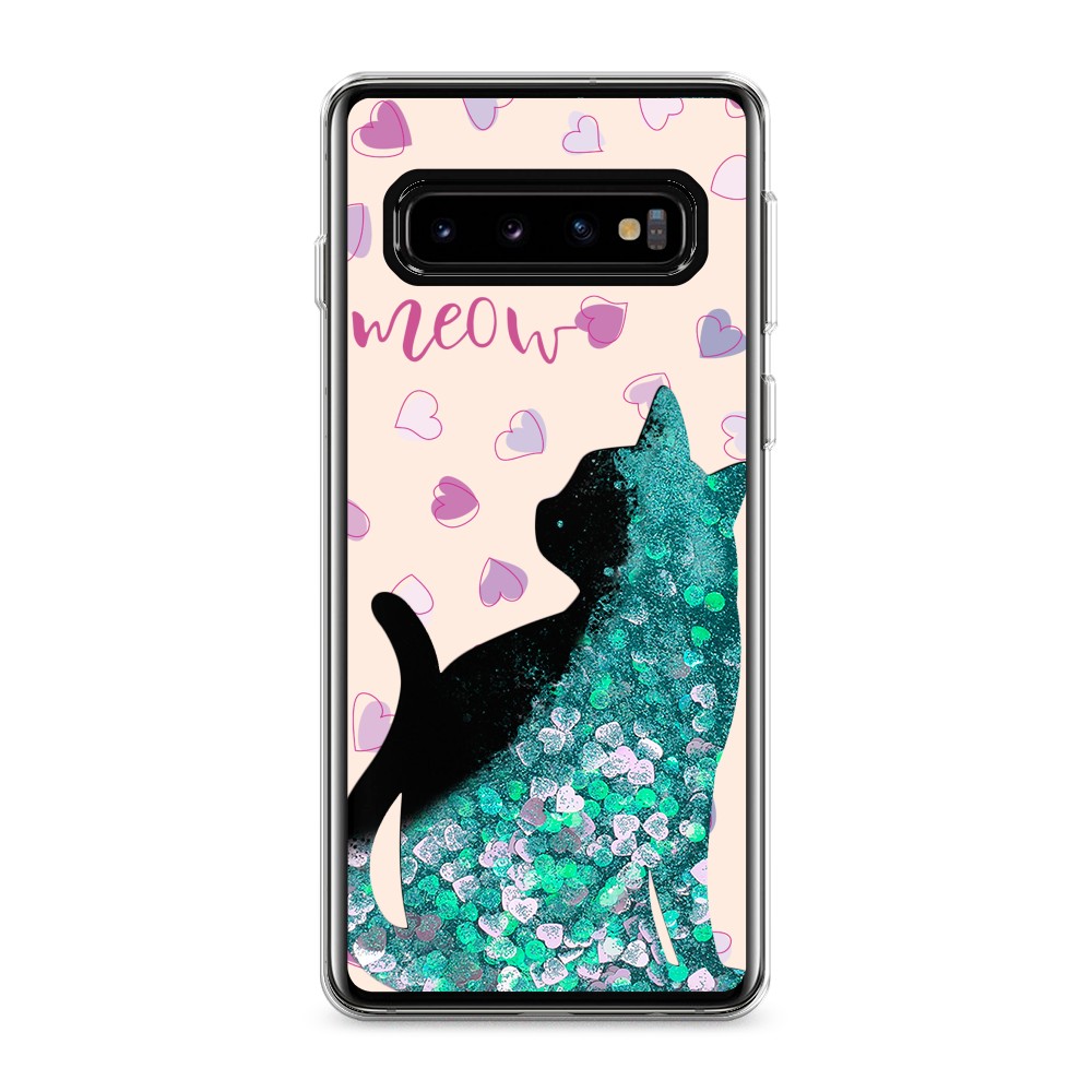 

Жидкий чехол с блестками "Прозрачный кот" на Samsung Galaxy S10, 27095-1