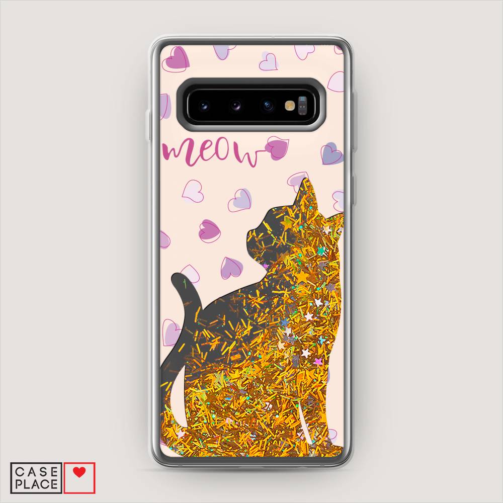 

Жидкий чехол с блестками "Прозрачный кот" на Samsung Galaxy S10 +, 27190-1