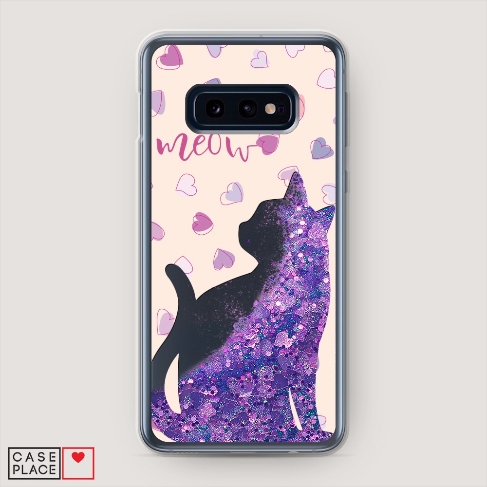 

Жидкий чехол с блестками "Прозрачный кот" на Samsung Galaxy S10E