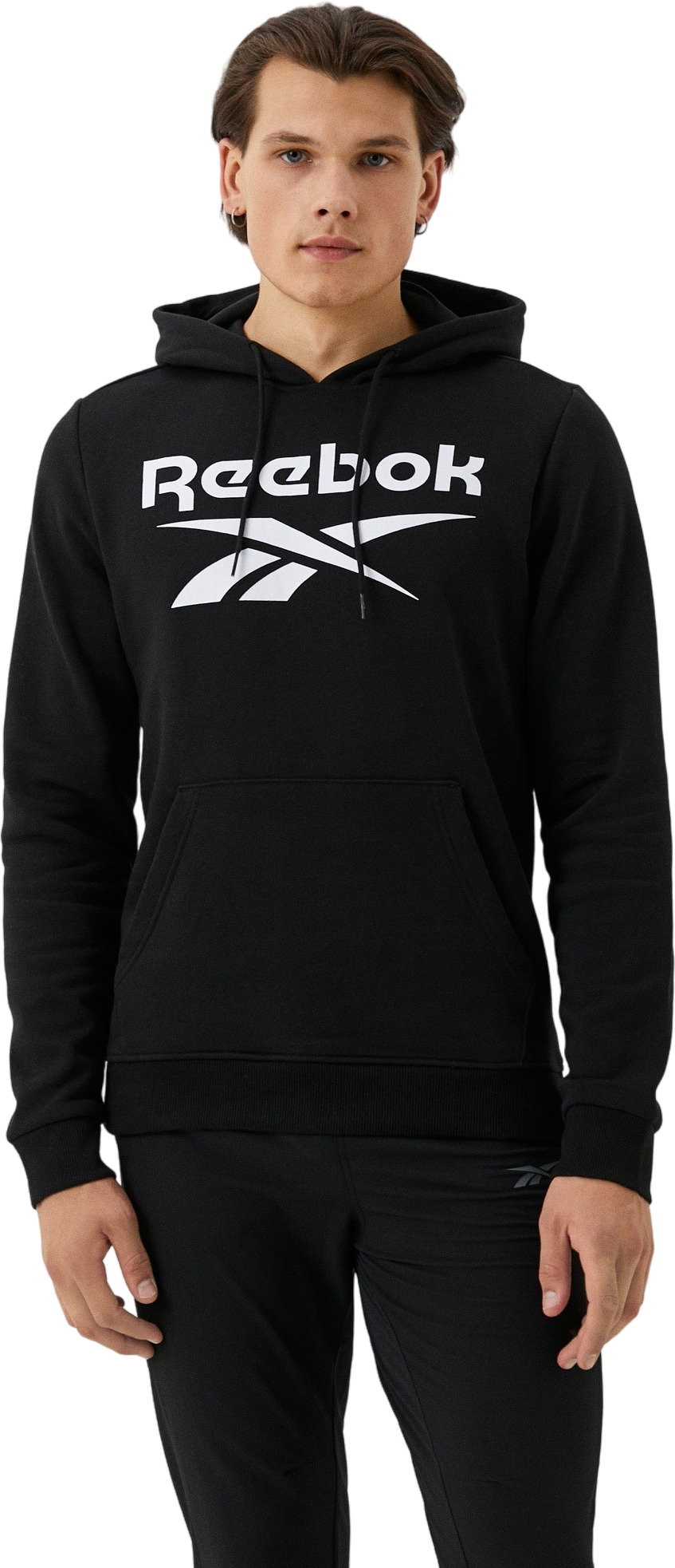 Худи мужское Reebok Identity Fleece Stacked Logo Pullover Hoodie черное XS