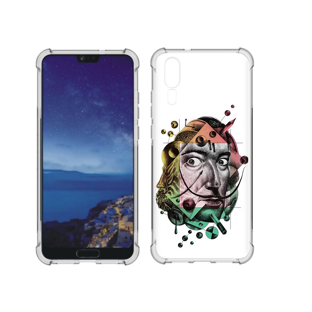 Чехол MyPads Tocco для Huawei P20 разноцветное лицо абстракция (PT108006.52.570)