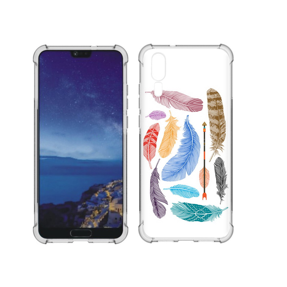 

Чехол MyPads Tocco для Huawei P20 разноцветные перья (PT108006.52.572), Прозрачный, Tocco