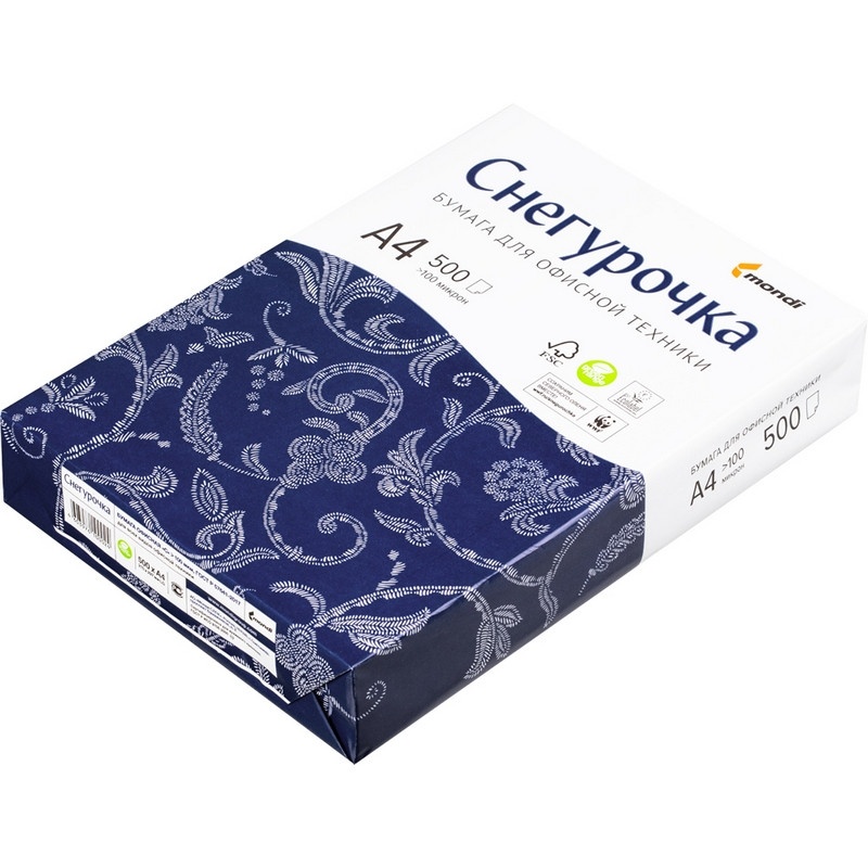 

Снегурочка А4, марка С, 80 г/м2, 500 листов, Белый