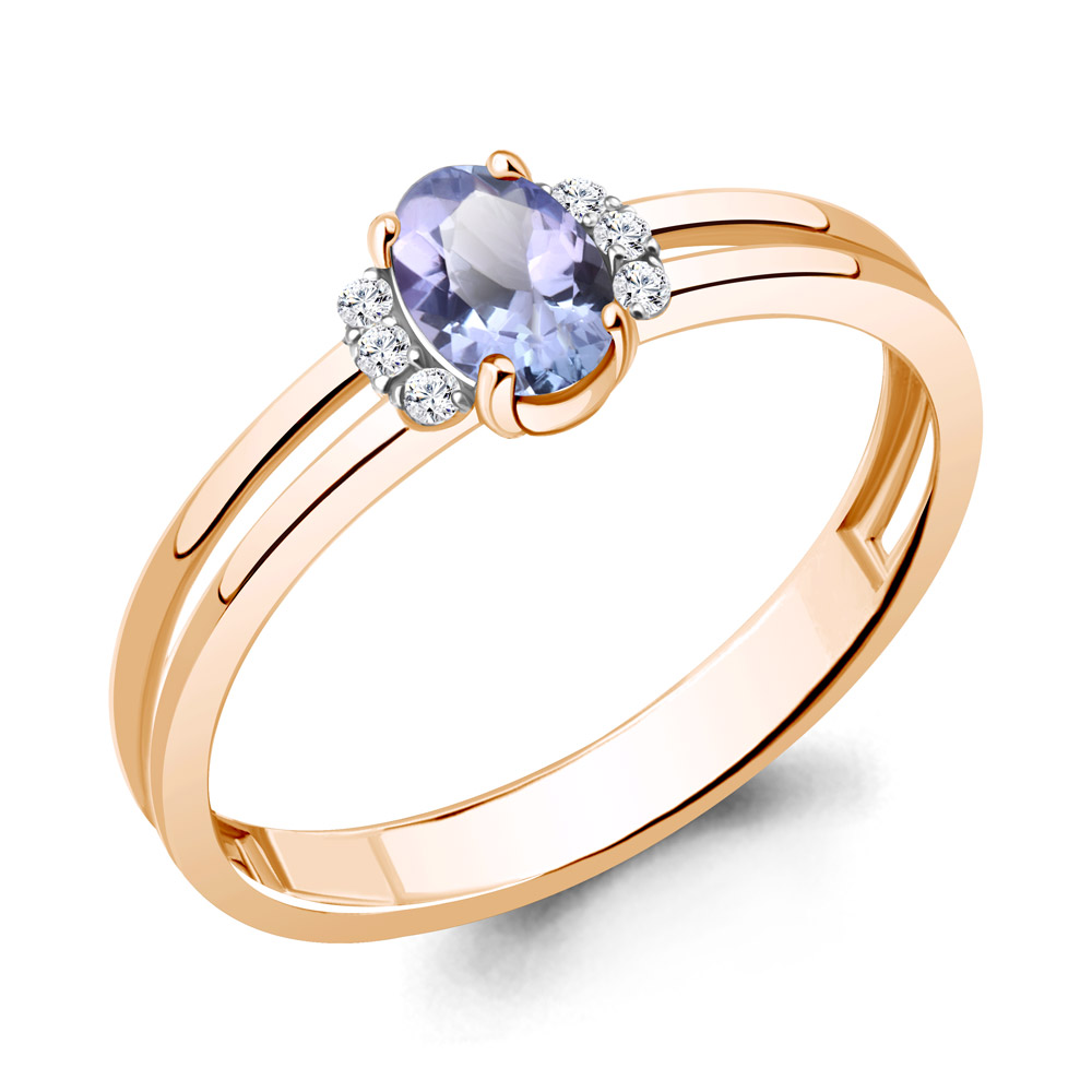

Кольцо из красного золота с бриллиантом/танзанитом р. Aquamarine 964243к, 964243к_585_кз