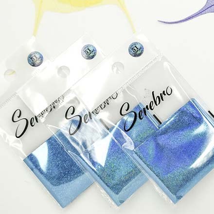 фото Набор serebro фольга для дизайна ногтей №51, голубой блеск, 5 шт.