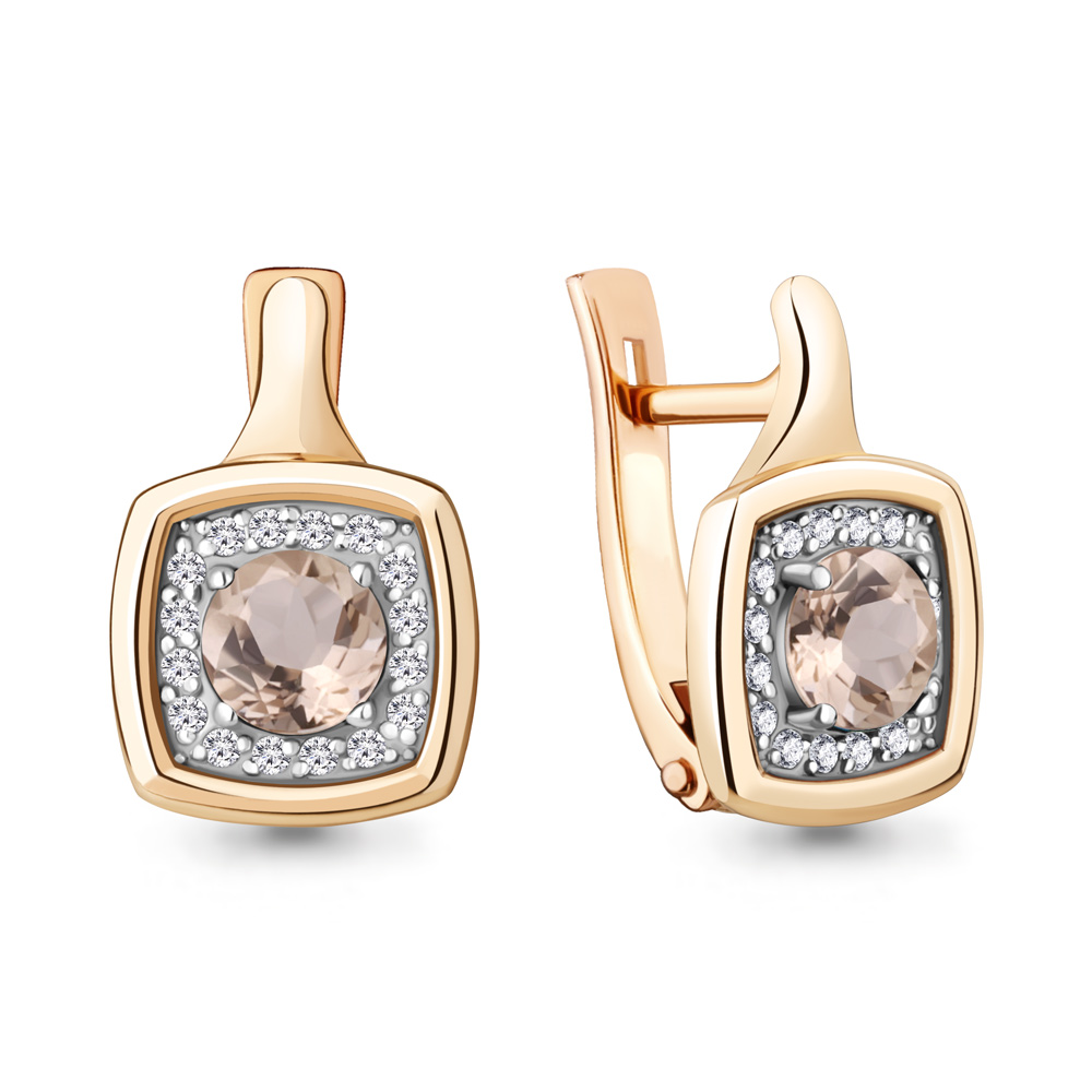 

Серьги из красного золота с бриллиантом/морганитом Aquamarine 943042к, 943042к_585_кз
