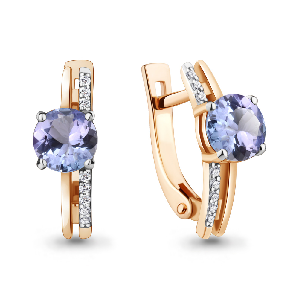 

Серьги из красного золота с бриллиантом/танзанитом Aquamarine 943047к, 943047к_585_кз