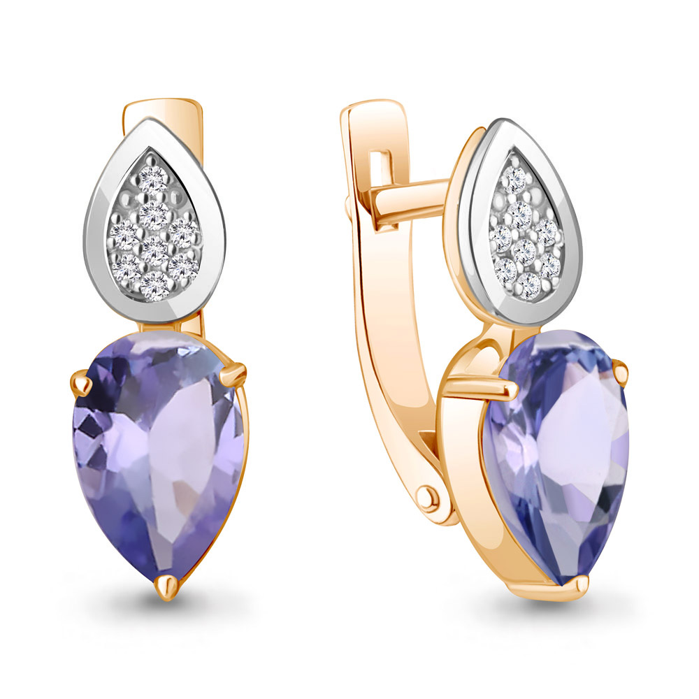 

Серьги из красного золота с бриллиантом/танзанитом Aquamarine 943048к, 943048к_585_кз