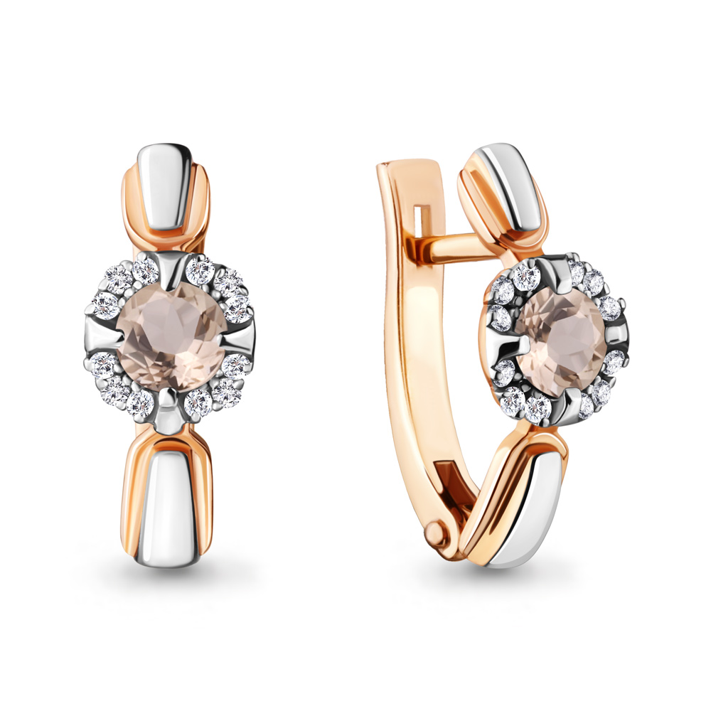 

Серьги из красного золота с бриллиантом/морганитом Aquamarine 943056к, 943056к_585_кз