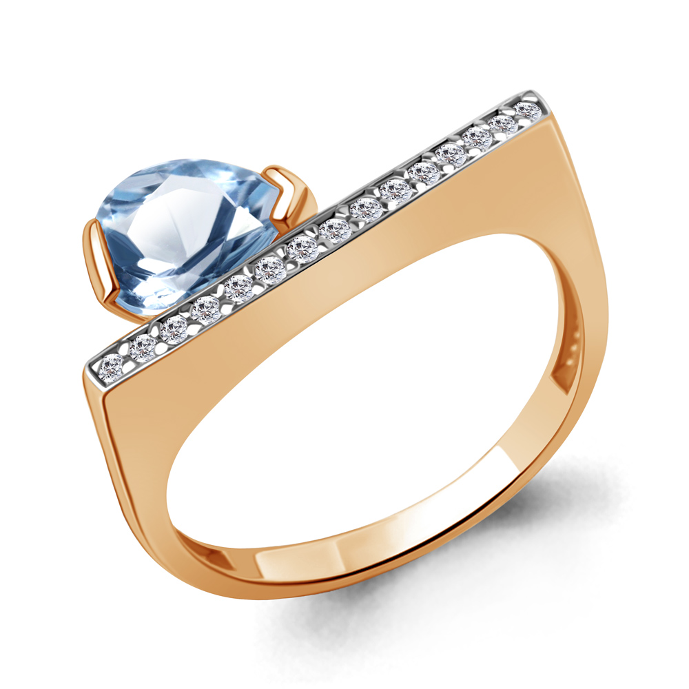 

Кольцо из серебра с топазом/фианитом р., Aquamarine 6991105А, 6991105А_925_з