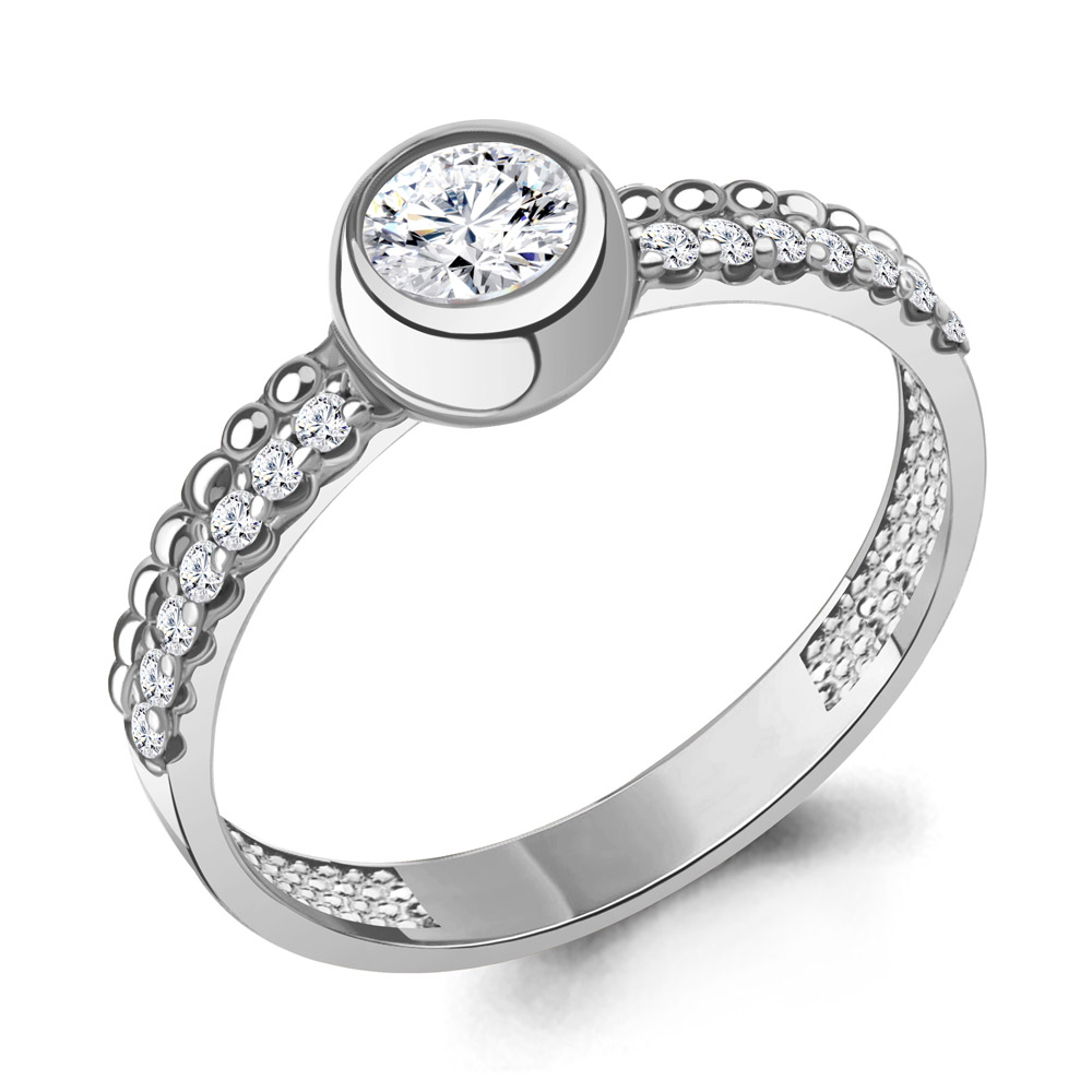 

Кольцо помолвочное из серебра с фианитом р., Aquamarine 67919А, 67919А_925_р